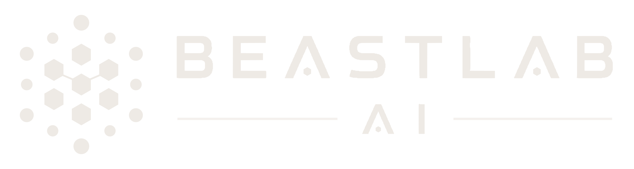 BeastLab AI horizontal lockup in a single light ink, for dark backgrounds