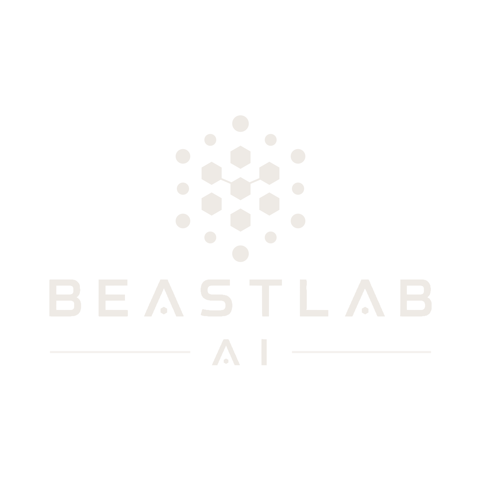 BeastLab AI square lockup in a single light ink, for dark backgrounds