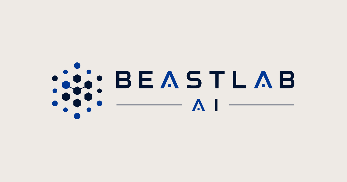 The BeastLab AI logo in the brand colourway on a stone-paper card